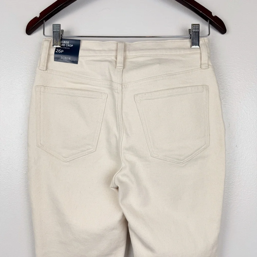 J. Crew Petite Mid-Rise Flare Crop Jeans All-Day Stretch Ecru Wash Size 26P NWT